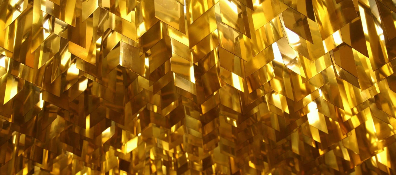 several gold square panel ceiling