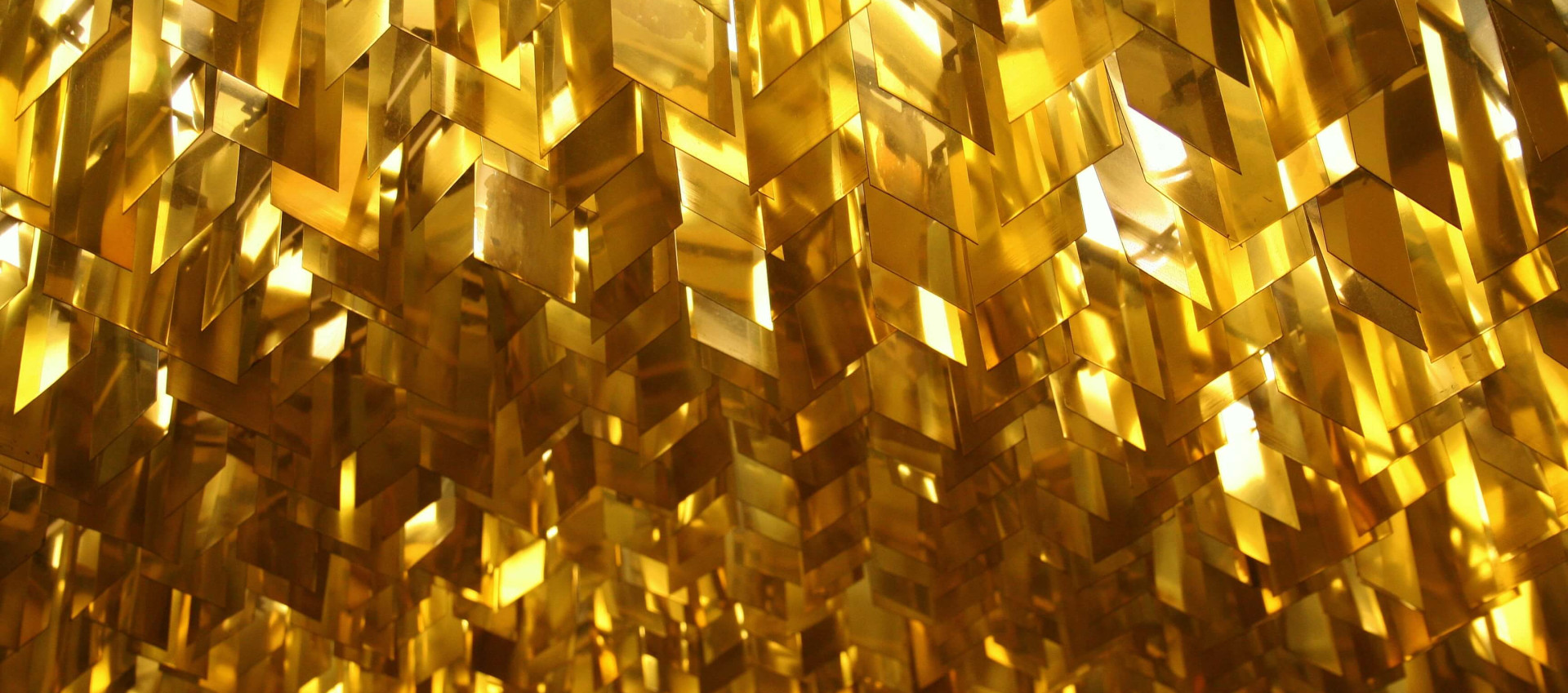 several gold square panel ceiling