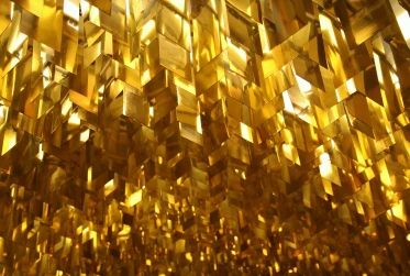 several gold square panel ceiling