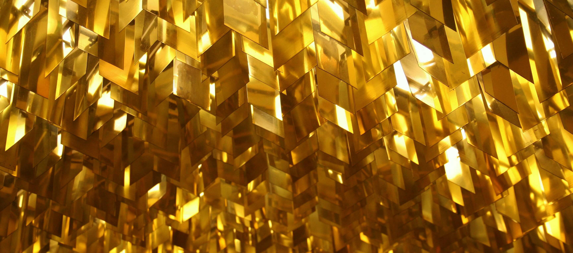 several gold square panel ceiling