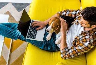man at computer with dog SH001 v2