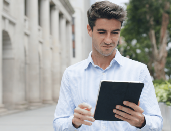 man with tablet CV001