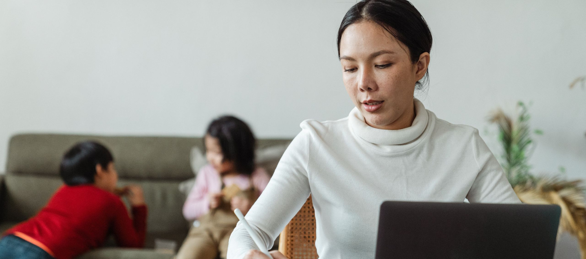 mother working remotely