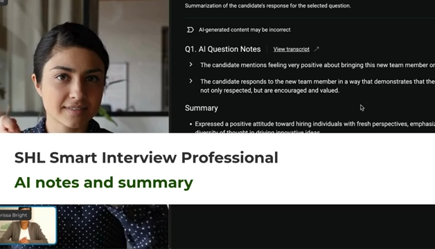 shl smart interview professional ai notes