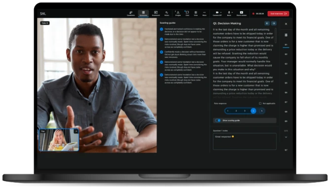 shl smart interview professional structured interview player with scoring rubric v3