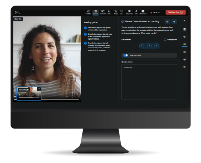 shl smart interview professional structured interview player with scoring rubric