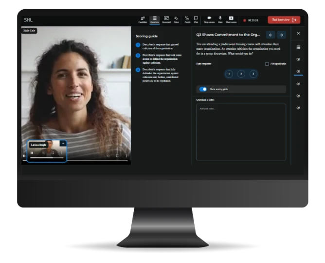 shl smart interview professional structured interview player with scoring rubric