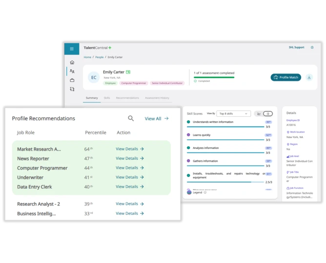 shl talent profile with recommended roles preview v2