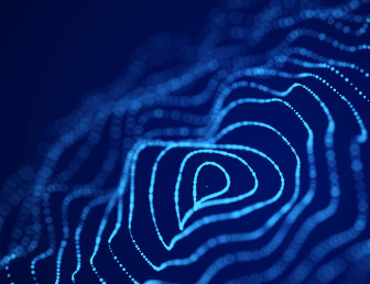 multiple illuminous circles making a ripple effect on dark blue background