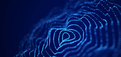 multiple illuminous circles making a ripple effect on dark blue background