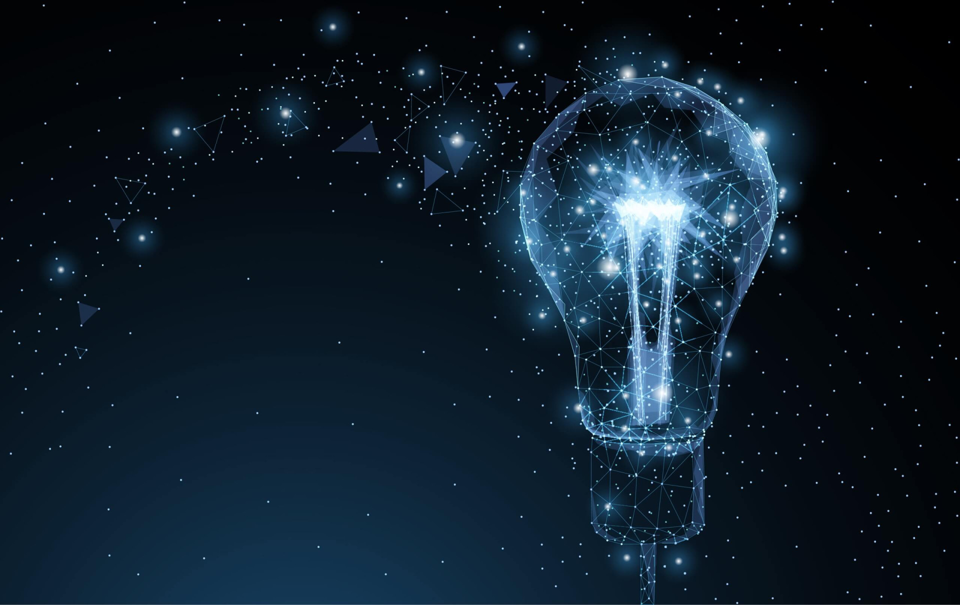 digital graphic of a lightbulb on a navy blue background