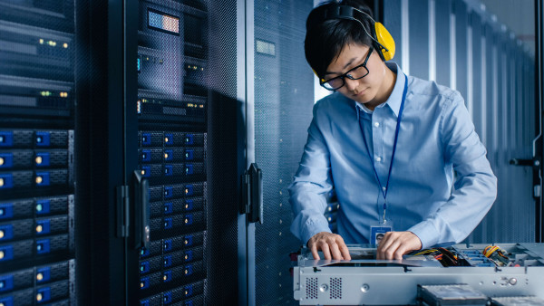 man in data center SH001