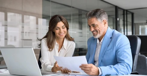 Business professionals working together