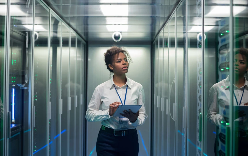 woman in data center SH001