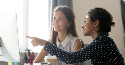 women meeting computer SH001