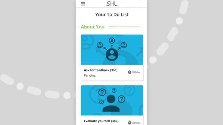 mobile screenshot of a 360 experience assessment with a to-do list