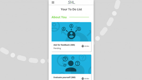 mobile screenshot of a 360 experience assessment with a to-do list