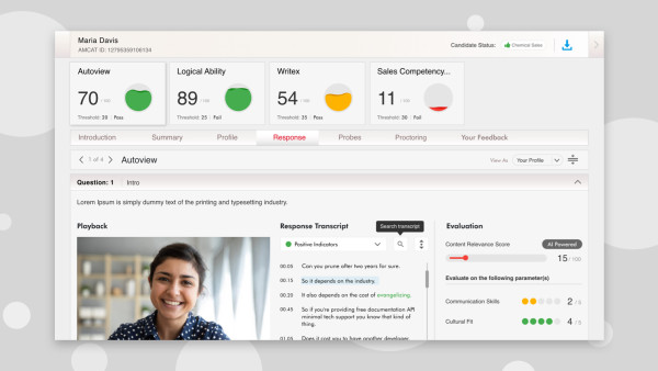 desktop screenshot of a performance dashboard highlighting candidates report