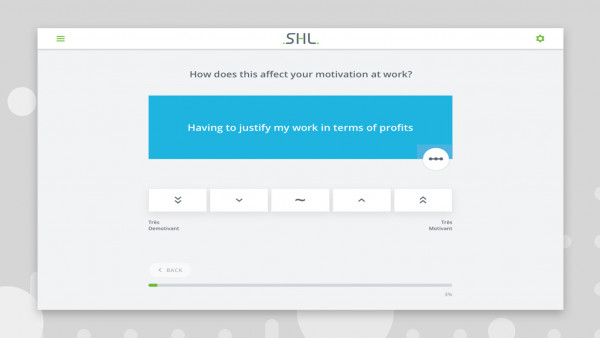 desktop screenshot of a motivational questionnaire assessment question about profits