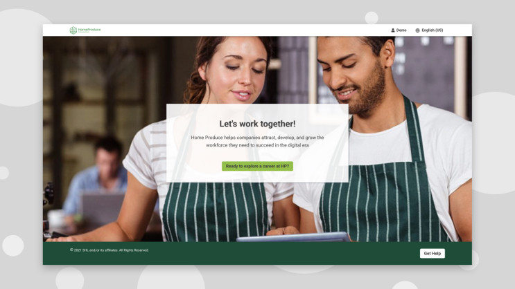 desktop screenshot of two baristas with the caption "let's work together"